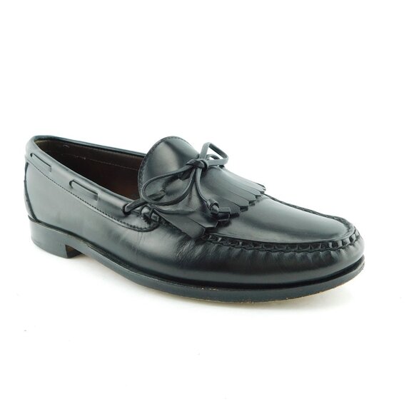 ALLEN EDMONDS Black Leather Fringe Slip-on Loafers 10.5 C Narrow main image 5